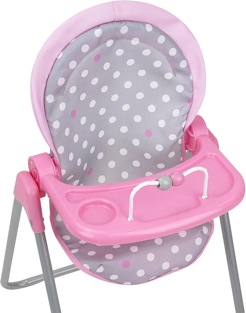 509 Crew: Cotton Candy Pink: Foodie Doll Highchair - Pink, Grey, Polka Dot - for Dolls Up to 21", Sturdy, Kids Pretend Play, Ages 3+ - Image 4